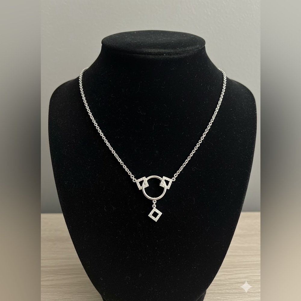 Nina Ricci Geometric Swarovski Silver Necklace RARE